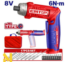 Викрутка акумуляторна EMTOP ECSR0803