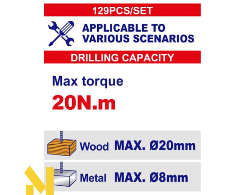 Дриль-шуруповерт акумуляторний EMTOP EEDK12901 + набір інструментів 129 шт.