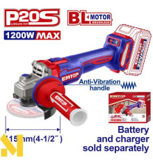 Болгарка (кутова шліфмашина) акумуляторна EMTOP ELAG212025 (без АКБ та ЗП)