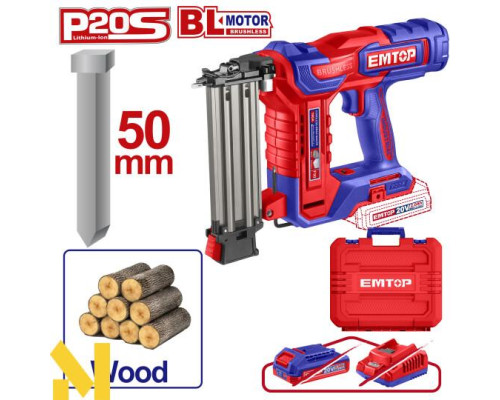 Цвяхозабивач акумуляторний EMTOP ELBNLI5005 (без АКБ та ЗП)