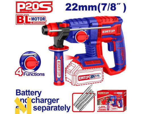 Перфоратор акумуляторний EMTOP ELRH20208 (без АКБ та ЗП)
