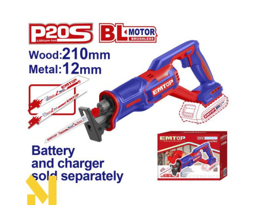 Пила сабельная аккумуляторная EMTOP ELRS202108 (без АКБ и ЗУ)