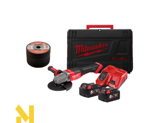 Болгарка (кутова шліфмашина) акумуляторна Milwaukee M18FHSAG125XB-0X + абразивні диски SCS41/125 PRO+ 50 шт.