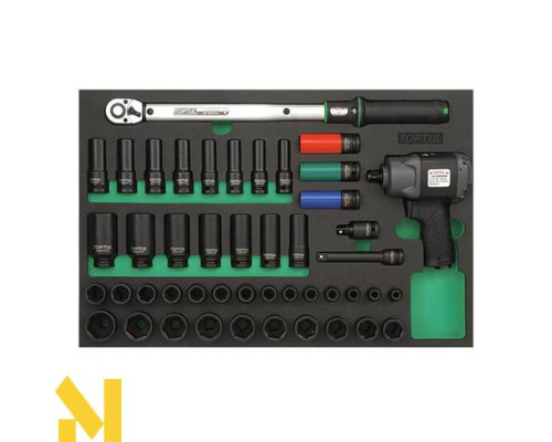 Гайковерт пневматичний з набором приладдя TOPTUL GVD4602, 46 шт