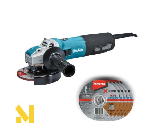 Болгарка (кутова шліфмашина) Makita X-LOCK GA5080RX02 + диски (E-00418)