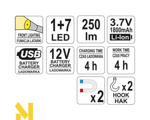 Ліхтар акумуляторний YATO YT-08504