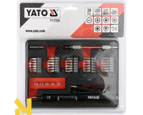 Викрутка акумуляторна Yato YT-27930 з набором біт