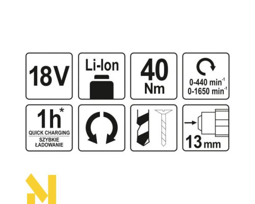 Дриль-шуруповерт акумуляторний Yato YT-82783 (без АКБ та ЗП)