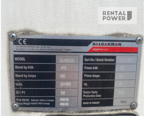 Генератор дизельний DALGAKIRAN DJ 415 DD (300кВт)