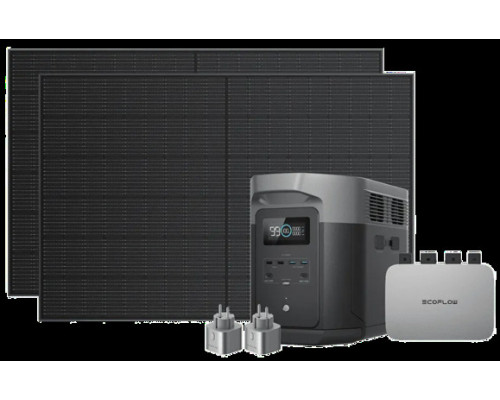 Комплект енергонезалежності EcoFlow PowerStream - мікроінвертор 800W + зарядна станція Delta Max 2000 (2016 Вт·ч / 2400 Вт) + 2 x 400W стаціонарні сонячні панелі