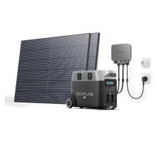 Комплект EcoFlow Delta Pro (3600 Вт·ч/3600 Вт) + PowerStream 600W + сонячні панелі 2х400