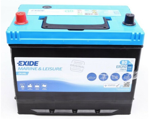 Тяговий акумулятор EXIDE ER350 DUAL, 80Ah/510A, для водного транспорту