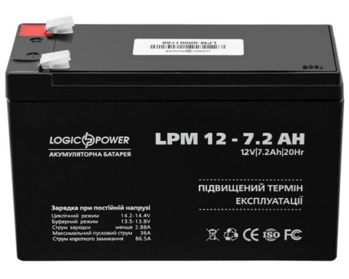 Акумулятор Logicpower AGM LPM 12 - 7,2 AH